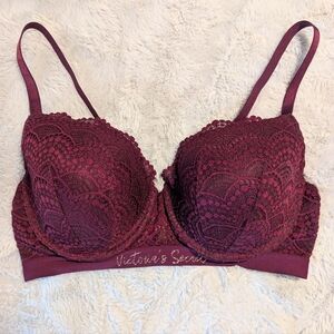 Victoria's Secret Plum Lace T-shirt Lightly Lined Demi Bra Size 38D